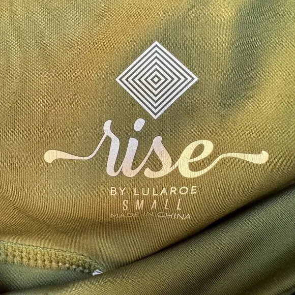 Lularoe Rise Leggings Active Wear Capri Mesh Pockets Sage Green Black Pant Size - Picture 5 of 9